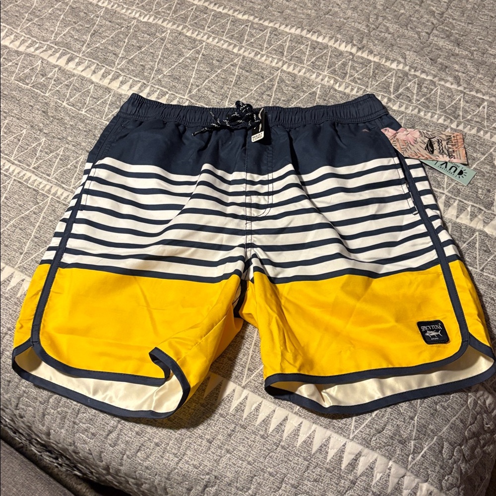 NWT Spicy Tuna Striped Swim Shorts